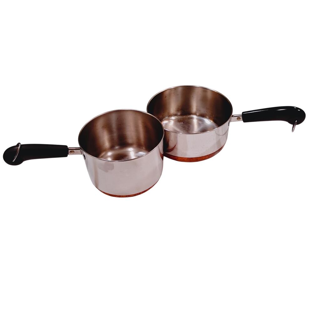 Vintage 2 qt Revere Ware 1801 Copper Bottom Made In USA no lid set of 2